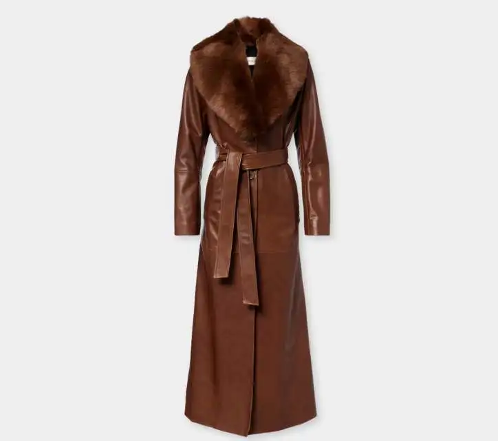 Nour Hammour Dakota shearling-trimmed leather coat xiceditorial