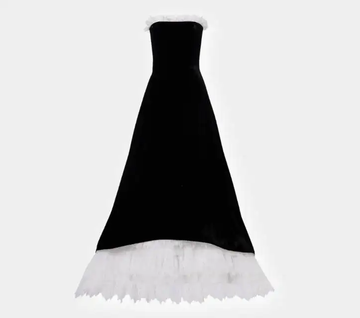 Costarellos Laurette lace-trimmed velvet bustier gown xiceditorial