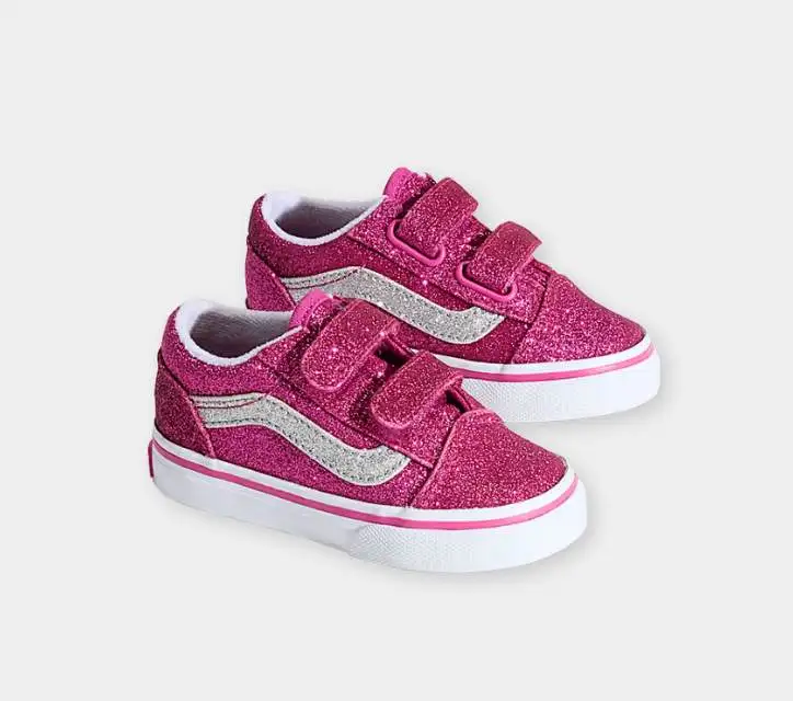 Vans Toddler Old Skool V Shoes Pink Glitter xiceditorial