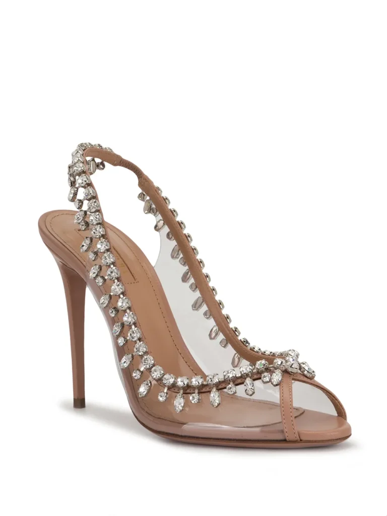 Aquazzura 110mm Temptation Crystal-Embellished Pumps in Nude