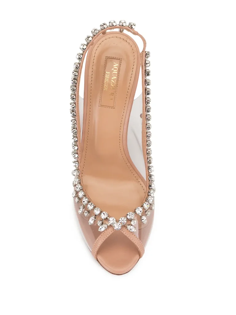 Aquazzura 110mm Temptation Crystal-Embellished Pumps in Nude