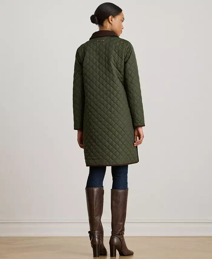 Lauren Ralph Lauren Women’s Quilted Coat with Corduroy Trim
