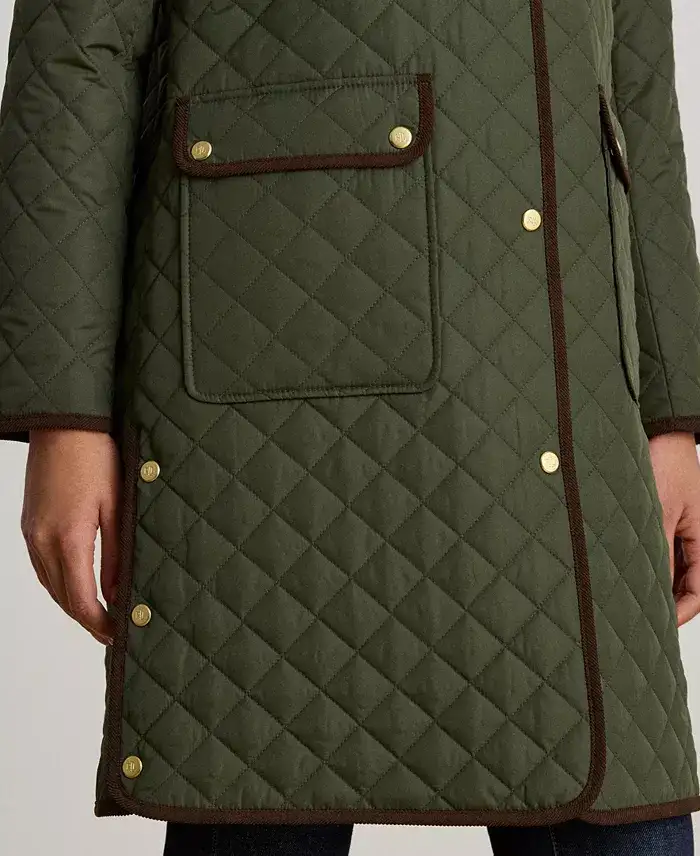 Lauren Ralph Lauren Women’s Quilted Coat with Corduroy Trim