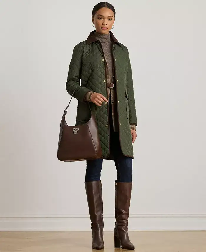 Lauren Ralph Lauren Women’s Quilted Coat with Corduroy Trim