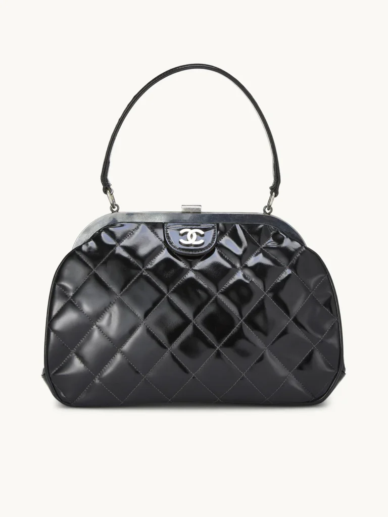 Chanel Black Patent Leather Top Handle Bag
