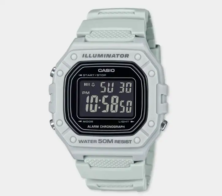 CASIO Collection Grey Rubber Strap W-218H-8BVEEF Digital Watch