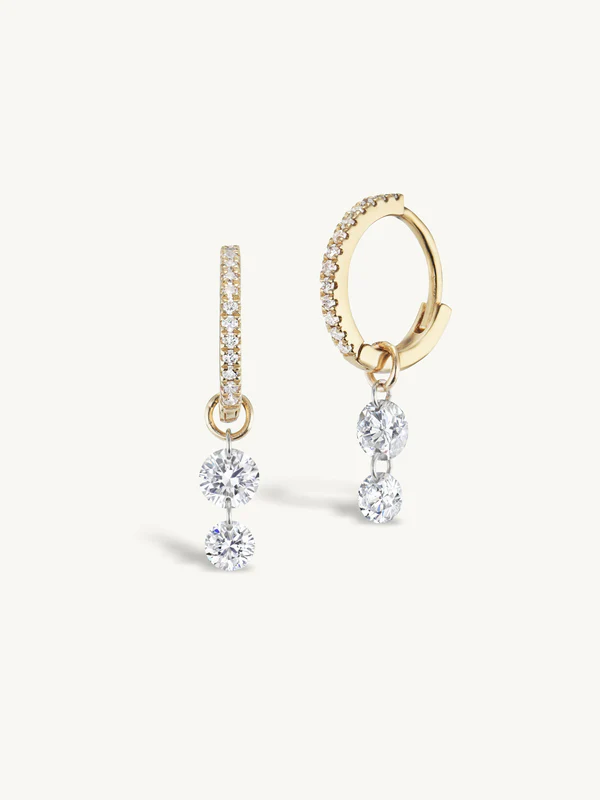 Sophie Ratner Double-Pierced Diamond Pavé Huggies xiceditorial