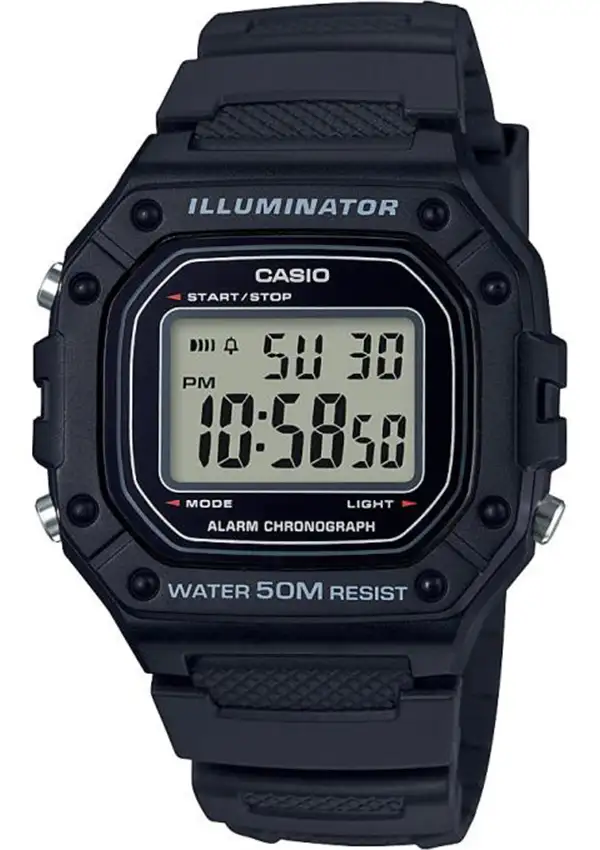 CASIO Collection Grey Rubber Strap W-218H-8BVEEF Digital Watch