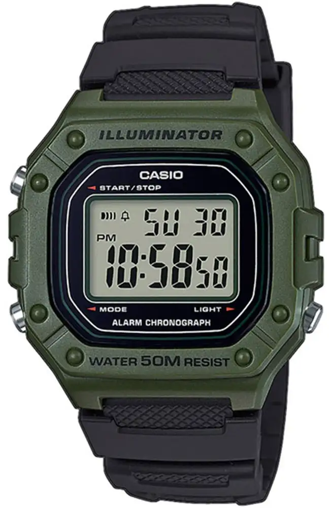 CASIO Collection Grey Rubber Strap W-218H-8BVEEF Digital Watch