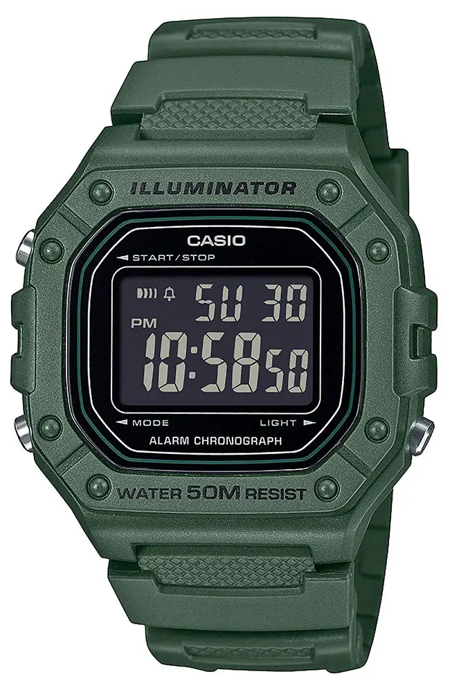 CASIO Collection Grey Rubber Strap W-218H-8BVEEF Digital Watch