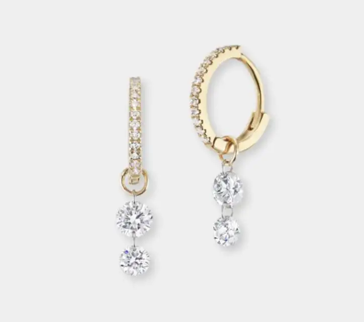 Sophie Ratner Double-Pierced Diamond Pavé Huggies xiceditorial