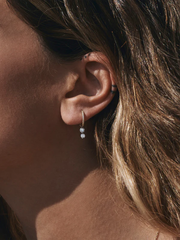 Sophie Ratner Double-Pierced Diamond Pavé Huggies xiceditorial
